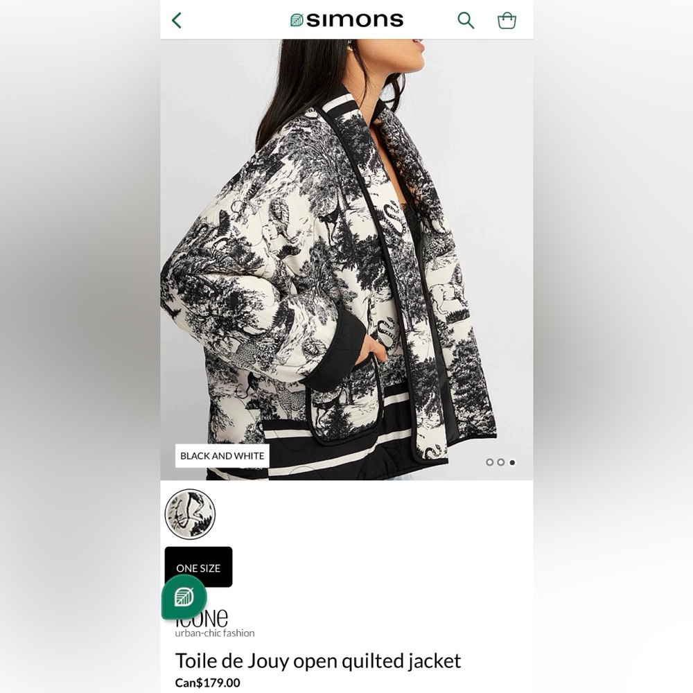 SOLD Simons Icone Toile de jouy quited jacket